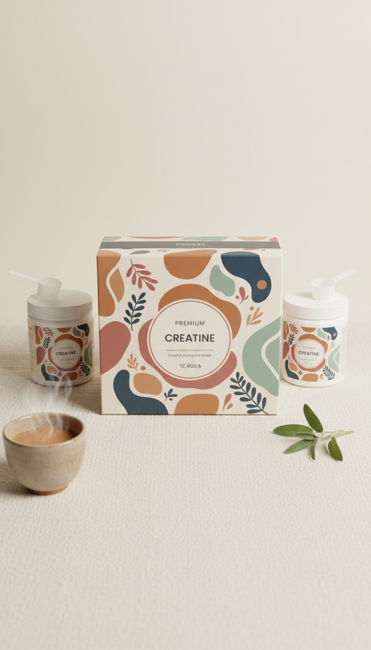 Premium creatine gift box with illustrated sleeve